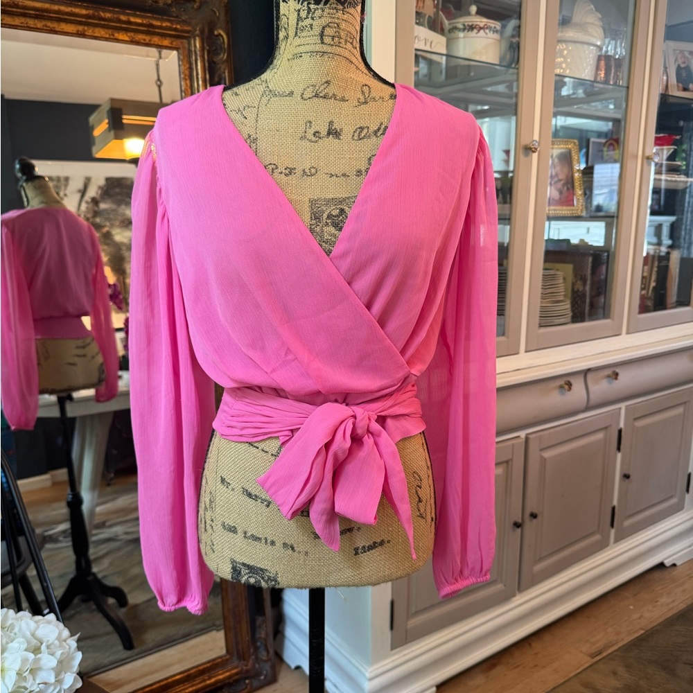 Express Vibrant Pink Wrap Blouse
